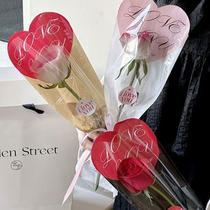 Bolsa de Embalaje Impermeable para una Sola Flor, Bolsa OPP de Tubo Recto con Diseño de Amor, Sellado Térmico para Venta al por Mayor de Ramos Individuales - Product Image 4