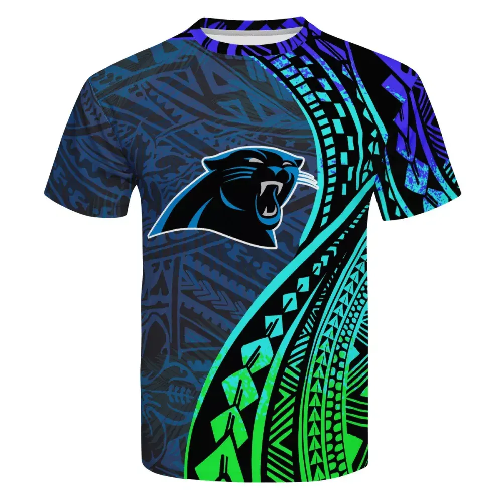 Custom Large Size Brand New American Football Team Polynesian Traditional Tribal Print Style Round Neck Oversize T Shirt For Men