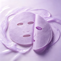 Masque facial en microfibre ODM pour peaux sensibles, soin du visage, masque facial en microfibre violet glacé