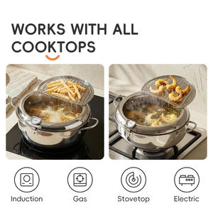 <span class=keywords><strong>Friteuse</strong></span> à tempura japonaise en acier inoxydable 304 avec thermomètre et filtre, ustensile de cuisson <span class=keywords><strong>pour</strong></span> friture profonde - Product Image 3