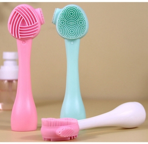 Hot Selling Double End Cleaning <b>Brush</b> Soft Silicone <b>Brush</b> Dual Cleansing Beauty Tool Custom Logo - Product Image 4