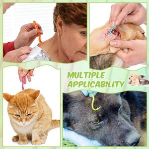 Vente en gros de produits pour chiens 3pcs Chats Chiens Nettoyage Double Dents Tique Twister Crochet Animaux Pince anti-puces Outil de retrait - Product Image 6