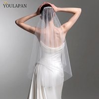 YouLaPan V169 mode mariée couche unique bout des doigts Long voile haut fête mariage court voile avec strass étincelants