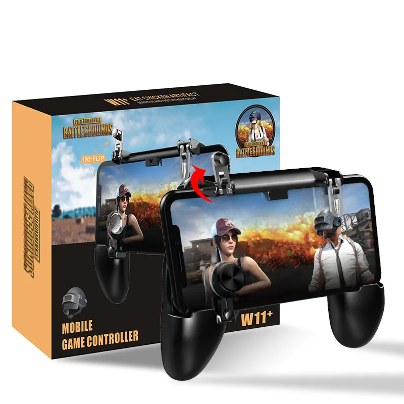 3 In 1 Opvouwbare Mobiele Telefoon Handvat Grip Gamepad Vuur Gratis Draadloze Game Controller W11 + W18 + Voor Pubg