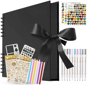 Offre Spéciale DIY Personnalisé A4 A5 Spirale Scrapbooking 80 Pages Papier Souvenir Livre cadres albums photo avec accessoires