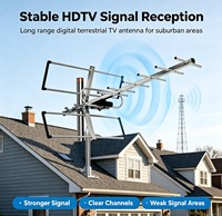 DA-280A Outdoor Yagi HDTV-Antenne mit Hoher Verstärkung, Digitale Terrestrische TV-Antenne, Wetterfest, DVB-T2 TV-Antenne mit Masthalterung aus Kunststoff