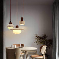 Lustre suspendu en pierre de luxe nordique moderne, éclairage LED 6000K lumière du jour pour hôtel, café, restaurant - Acier inoxydable