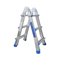 Échelle d'extension multi-positions 4x3 marches en aluminium durable avec pieds évasés, capacité 150 kg, conforme EN, pour supermarché, escalier, extérieur, entrepôt, salle de bain