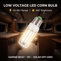 Ampoule LED Maïs Basse Tension 15W 12V-85V Culot E27 B22 360 Degrés 1500LM Lumière Super Lumineuse pour Bateau Marin, Machine-outil, Camping-car, Hors Réseau