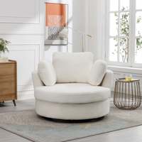 Fauteuil rond moderne, fauteuil pivotant à 360 degrés, fauteuil rembourré en forme de demi-lune, banc de rangement ottoman, fauteuil de détente, salon