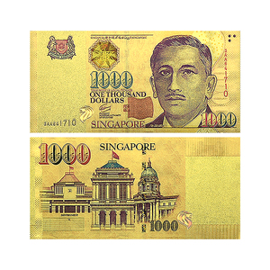 Banconota in oro del dollaro di Singapore, banconote da collezione in lamina d'oro, dimensioni originali, display bifacciale, regalo per collezionisti - Product Image 2