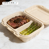 Contenants alimentaires écologiques jetables et compostables en balle de riz avec couvercle, personnalisables avec logo, pour la restauration à emporter