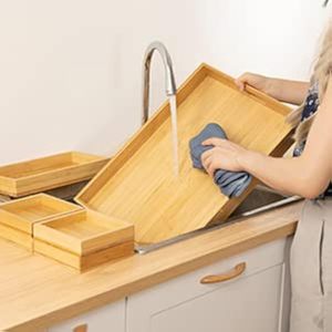 Plateau de service classique en bois avec finition mate lisse, écologique, pour servir des aliments, présenter des articles ou organiser des espaces - Product Image 6