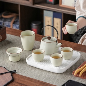 Nuevo Set de Té de Cerámica Ru Kiln 2025 para Viaje, Estilo Kung Fu - Juego de Tazas y Tetera Portátil para Exteriores, Estilo Chino Moderno, Personalizable - Product Image 2