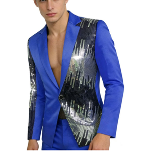 Nouveau Blazer <span class=keywords><strong>Homme</strong></span> 2026 Col V à Paillettes, Simple Boutonnage, Patchwork Respirant, pour Soirée, Cérémonie ou Costume de Scène - Product Image 2