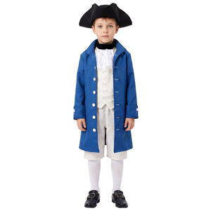 Costume colonial pour enfants, ensemble robe et manteau bleus pour garçons et filles, tenue de cosplay pour Halloween - Product Image 5