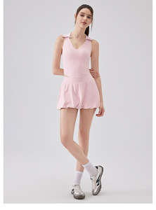 Rok tenis pinggang tinggi kuncup bunga rok pendek legging bawaan dengan saku pakaian olahraga Golf gaun Mini rok pendek Yoga - Product Image 2