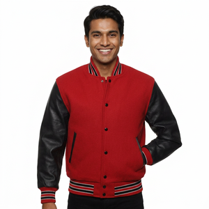 Hiver vente en gros broderie personnalisée patchs en chenille Streetwear cuir Pu Varsity CollegeBaseballjacket pour hommes - Product Image 1