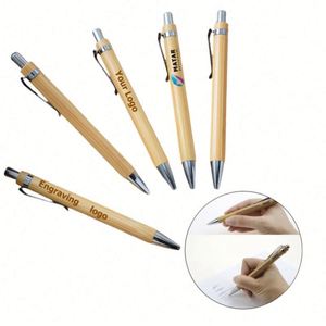 Stylos à bille en bois personnalisés avec logo gravé en bambou pour la publicité d'entreprise, cadeaux promotionnels, stylos à bille en bois - Product Image 1