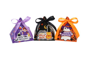 Boîte à bonbons triangulaire pour fête <span class=keywords><strong>de</strong></span> Halloween, boîte à friandises en papier recyclable avec ruban, thème Halloween, design citrouille et fantôme, boîte cadeau - Product Image 3