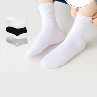 Enfants école noir blanc gris doux coton biologique quart jeunesse garçons filles enfants chaussettes logo personnalisé
