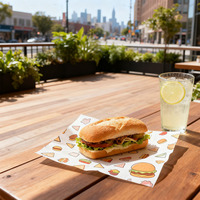 Papier d'emballage en cire réutilisable pour sandwichs et hamburgers, logo personnalisé, emballage alimentaire pour restaurants