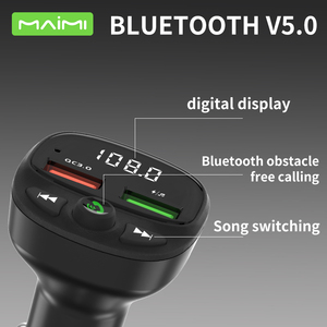 Chargeur de voiture rapide Maimi 18W avec émetteur FM, double lecteur USB MP3, prise en charge de la lecture de musique sur <span class=keywords><strong>carte</strong></span> TF et clé USB, appels mains libres - Product Image 4