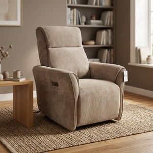 Fauteuil inclinable électrique avec revêtement en tissu, inclinaison électrique, design contemporain, dossier solide et accoudoirs rembourrés - Product Image 1