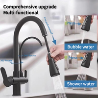 Heiß kaltwasser mischer 360 Rotation Kupfer Messing Pull Spring Küchen armatur Moderne Trinkwasser filter reiniger Filtration