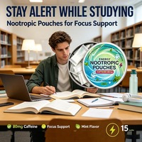 Pochettes de caféine OEM sans nicotine, gommes énergétiques, pochettes nootropiques, supplément pour la concentration cérébrale, marque privée pour la vente au détail