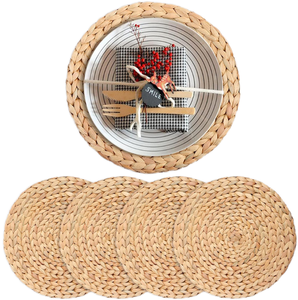 Manteles individuales de jacinto de agua, diseño rústico, trenzados, resistentes al calor, no tóxicos, ecológicos, de 10 mm de grosor, para bodas. - Product Image 1