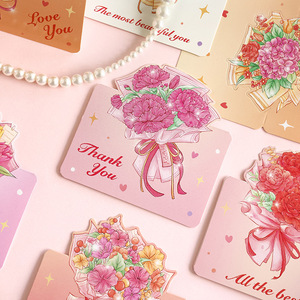 Tarjetas de Felicitación Plegables con Diseño Floral Romántico, Tarjetas de Agradecimiento Personalizables para el Día de San Valentín, Día de la Madre, Cumpleaños - Product Image 3