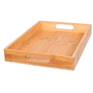 Home 2 plateaux en bambou Plateau de luxe pour petit-déjeuner Plateau de service naturel - Product Image 6