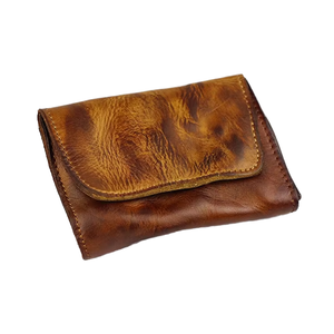 Top Layer Cowhide Vegetable Tanned Leather Anti-Theft Minimalist Creative Card Bag <b>Wallet</b> for Driver's License - Product Image 1