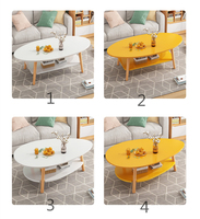 Table basse ovale minimaliste en bois à double couche, style scandinave du milieu du siècle, personnalisée, pour salon