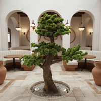1.5M 2M 3M Haute Artificielle Bonsaï Pin Plante Pin Vert Arbre Pour Restaurant Hôtel Centre Commercial Décor