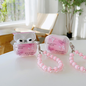 Para <span class=keywords><strong>Airpods</strong></span> 1 2 3 <span class=keywords><strong>Pro</strong></span> Anti-caída suave TPU creativo Rosa mariposa colgante con llavero auricular funda protectora Cove para <span class=keywords><strong>Apple</strong></span> - Product Image 2