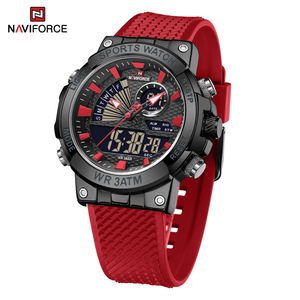 Montre numérique pour homme Naviforce NF9219, nouveau design, logo personnalisé, bracelet en PU, affichage lumineux double, montre sport avec fonction de stockage. - Product Image 3