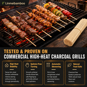 Spiedini <span class=keywords><strong>per</strong></span> <span class=keywords><strong>Barbecue</strong></span> in Bambù Naturale Resistenti con Punte Affilate <span class=keywords><strong>per</strong></span> Grigliate all'Aperto e Shish Kebab - Vendita all'Ingrosso - Product Image 2