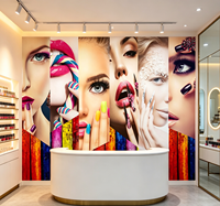Papier peint mural personnalisé pour la beauté, le maquillage et le nail art, portrait de femme tendance pour la décoration de fond de salon de beauté et de salon de manucure