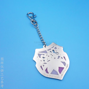 <b>Anime</b> <b>Keychain</b> Zinc Alloy Shield Shape With Floral Enamel Design Bright Nickel Color Customizable For Gifts - Product Image 3