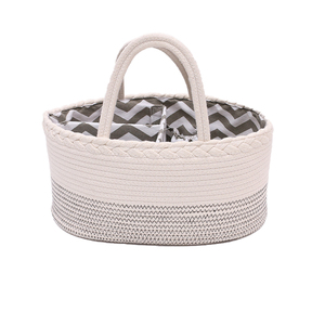 Pañal del bebé organizador bolsa plegable de algodón cesta de cuerda para el pañal gran coche de viaje bolsa - Product Image 3