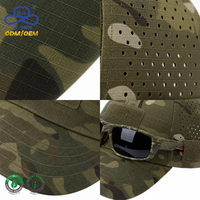 Casquette de sport personnalisée découpée au laser, perforée, respirante et ajustable avec trou pour lunettes, fermeture auto-agrippante, motif camouflage tactique unisexe