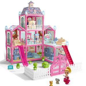 NUEVA Villa de Princesa de 3 Niveles para Niñas, Regalos Divertidos, Casa de Juegos Familiar Tipo Castillo, Kit de Casa de Muñecas en Miniatura, Casa de Muñecas <span class=keywords><strong>Grande</strong></span> - Product Image 1