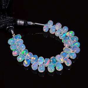 Vente chaude 2025 perles d'opale éthiopienne naturelle avec 4 pouces de longueur et perles d'opale lisse en forme de larme à vendre - Product Image 1