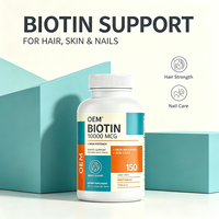 Complément Alimentaire Végétarien OEM Biotine 10000 mcg Haute Puissance 150 Comprimés pour la Beauté de la Peau et des Ongles