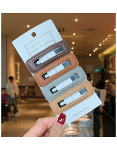 90s 2023 nouveau design mode faux cuir diverses couleurs unies pinces à cheveux pour femmes accessoires de cheveux frange épingle à cheveux <span class=keywords><strong>facile</strong></span> à assortir - Product Image 6