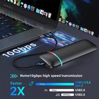 Boîtier SSD externe M.2 en gros avec éclairage RGB, USB 3.1 Type-C 10 Gbit/s, compatible double protocole NGFF/NVMe