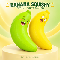 Jouets en PU souple en forme de banane mignons en gros, jouets anti-stress à presser avec des visages amusants