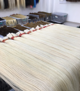 Ingrosso crudo vietnamita a doppio disegno biondo <span class=keywords><strong>chiaro</strong></span> intrecciato alla rinfusa capelli 100% extension vergini di capelli umani - Product Image 4